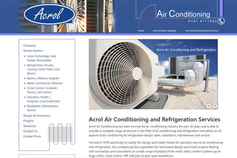 Acrol Air Conditioning WordPress site & Systems Software